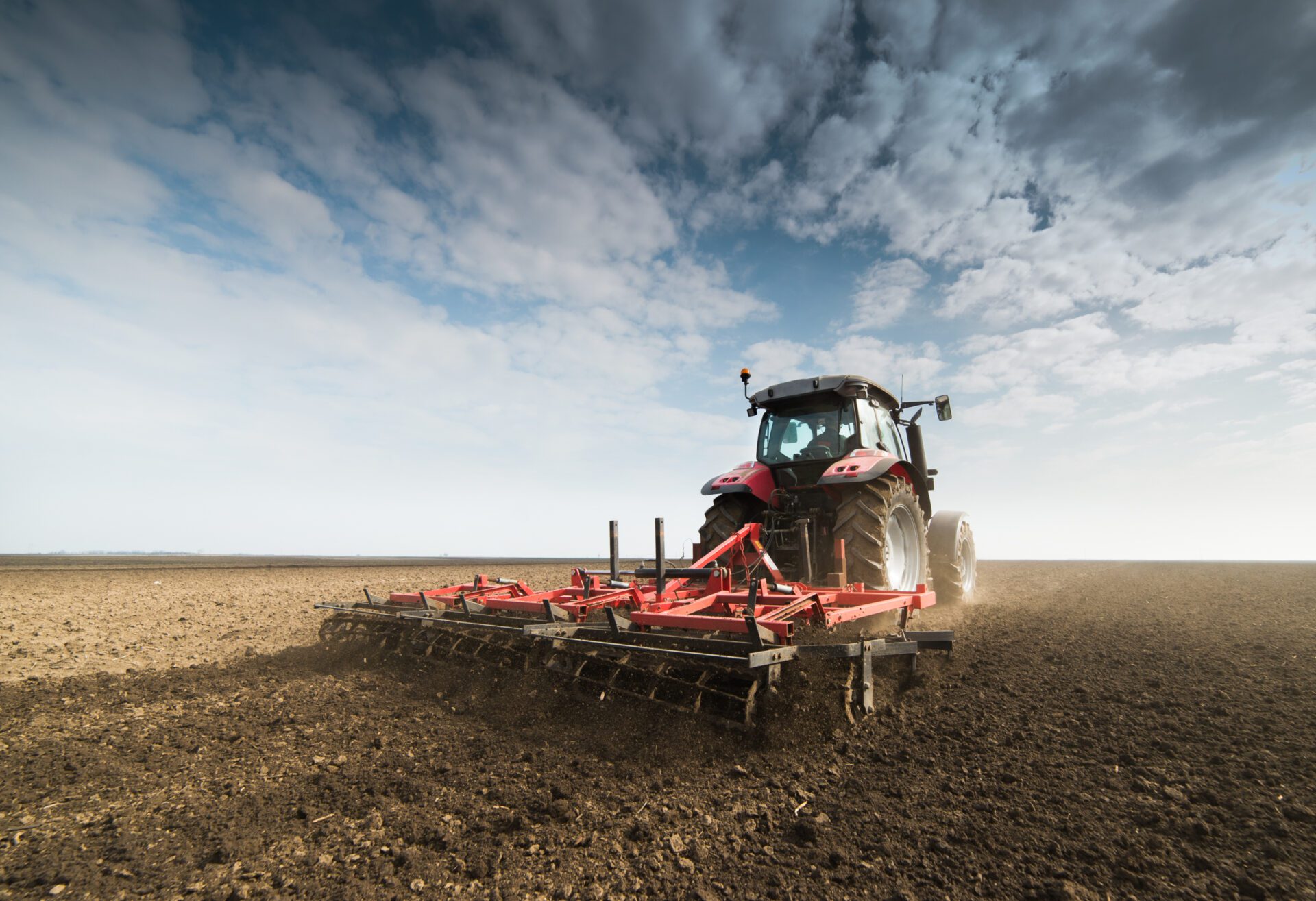 tractor preparing land